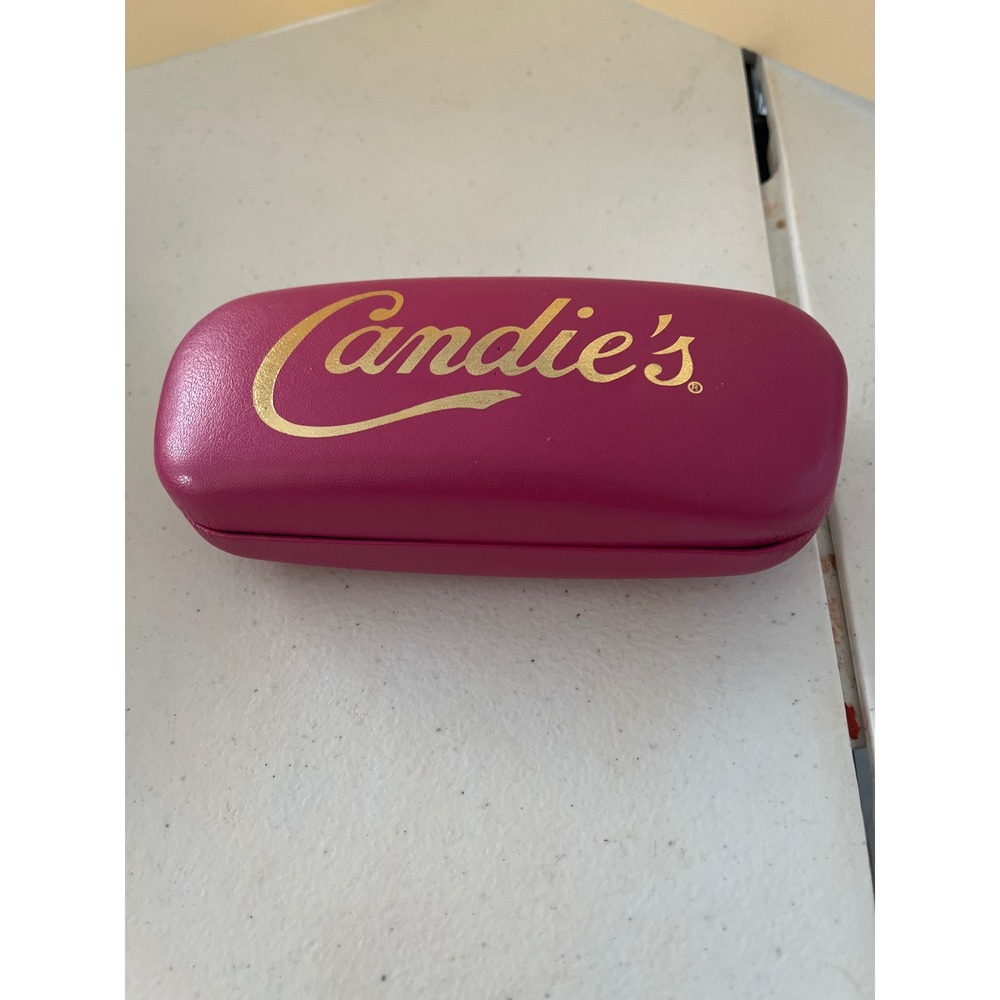 Candies Magenta Pink Hard Shell Glasses Case Gold Logo Faux Leather Clamshell